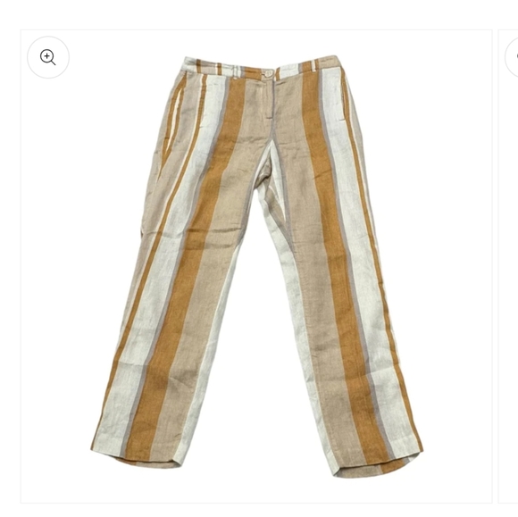 Chico's striped linen blend crop pants sz 2 12/14 *T - Picture 4 of 9